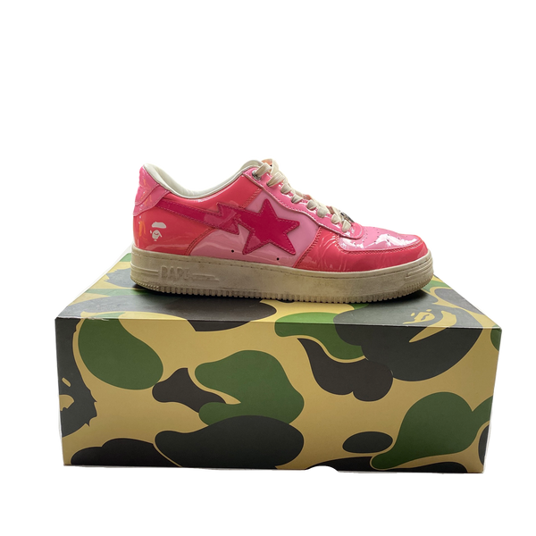 BAPE Pink Patent Bapesta Trainers - UK 9.5