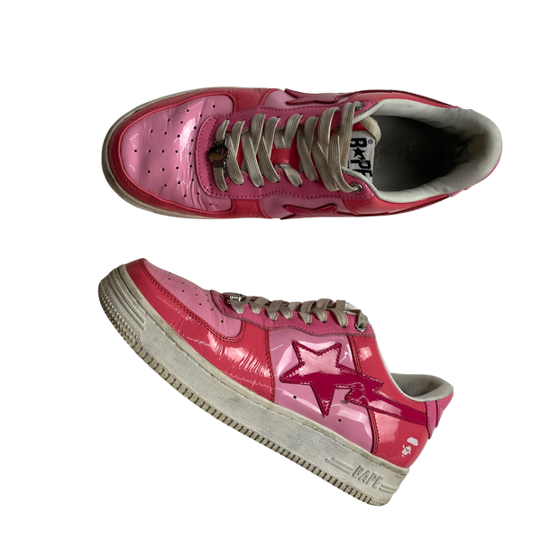 BAPE Pink Patent Bapesta Trainers - UK 9.5