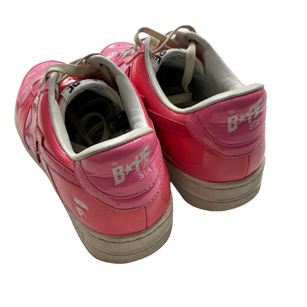 BAPE Pink Patent Bapesta Trainers - UK 9.5