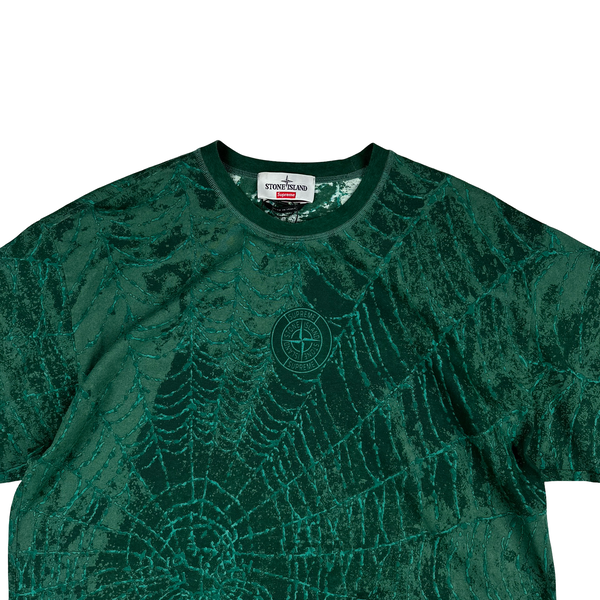 Stone Island x Supreme 2023 Green Spiderweb T Shirt - Large