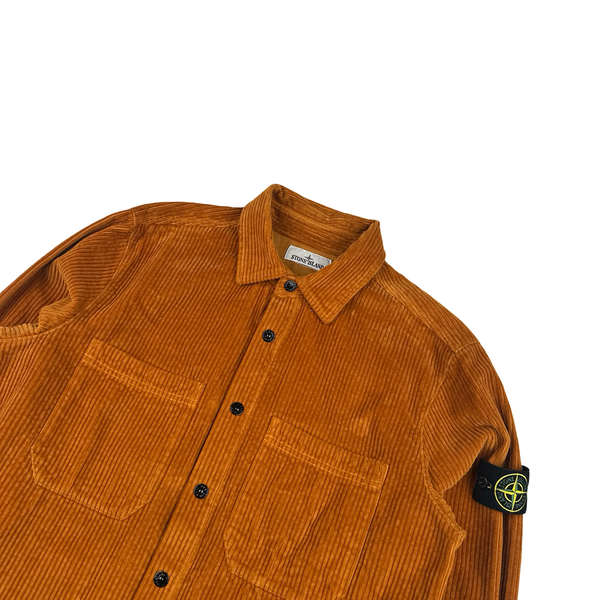 Stone Island 2023 Orange Jumbo Corduroy Buttoned Overshirt - Large