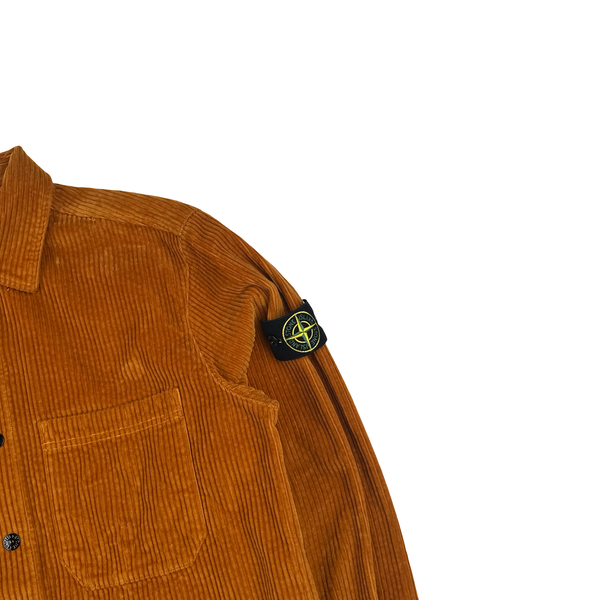 Stone Island 2023 Orange Jumbo Corduroy Buttoned Overshirt - Large