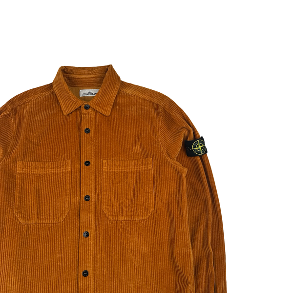 Stone Island 2023 Orange Jumbo Corduroy Buttoned Overshirt - Large