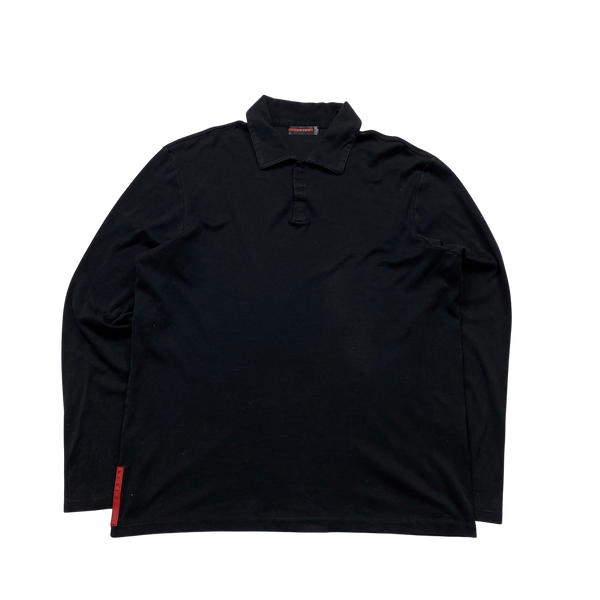 Prada Black Cotton Polo Shirt - Medium
