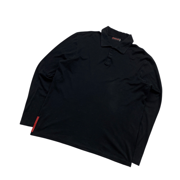 Prada Black Cotton Polo Shirt - Medium