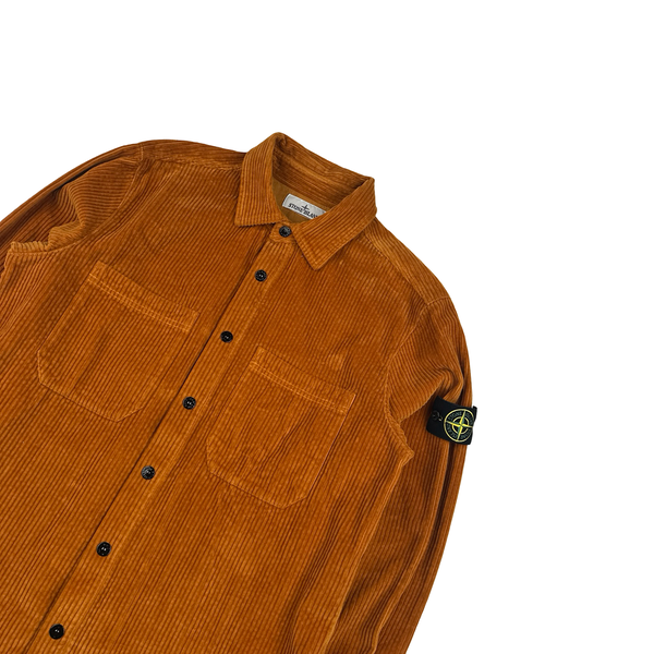 Stone Island 2023 Orange Jumbo Corduroy Buttoned Overshirt - Large