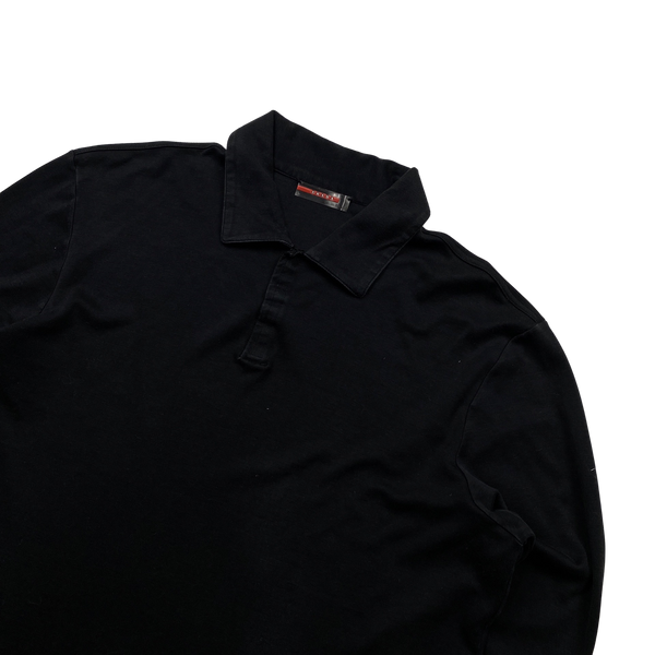 Prada Black Cotton Polo Shirt - Medium