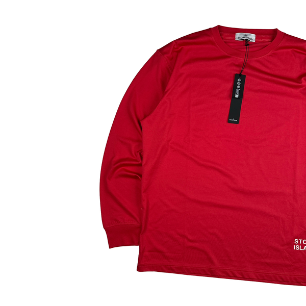 Stone Island 2022 Red Spellout Longsleeve T-Shirt - XXL