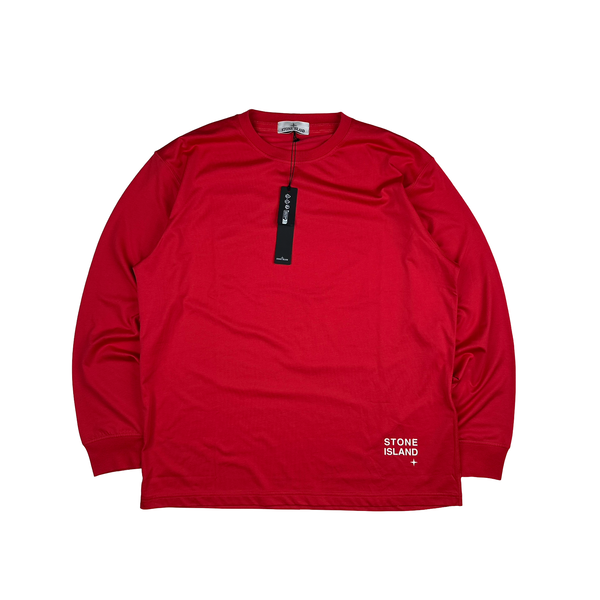 Stone Island 2022 Red Spellout Longsleeve T-Shirt - XXL