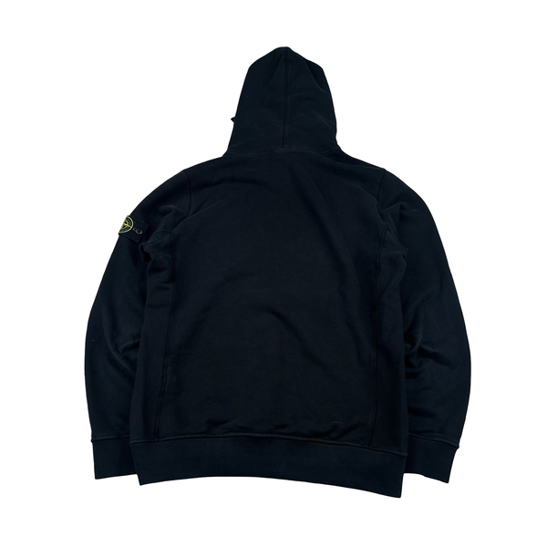 Stone Island 2019 Black Cotton Pullover Hoodie - Large