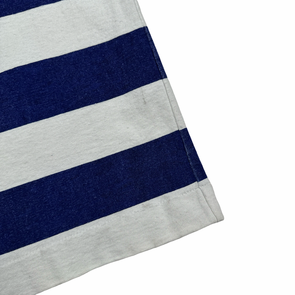 Stone Island Vintage 80's Cotton Blue Striped Marina Polo Shirt - Medium