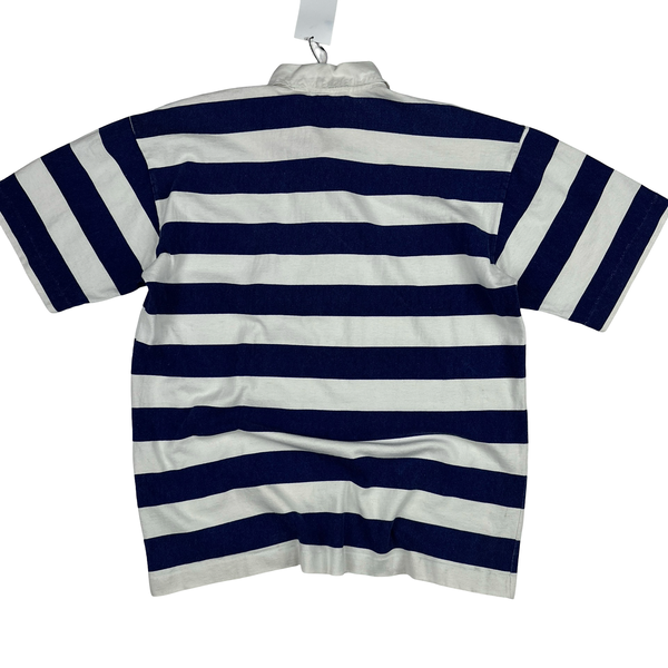 Stone Island Vintage 80's Cotton Blue Striped Marina Polo Shirt - Medium