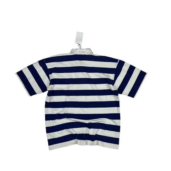 Stone Island Vintage 80's Cotton Blue Striped Marina Polo Shirt - Medium