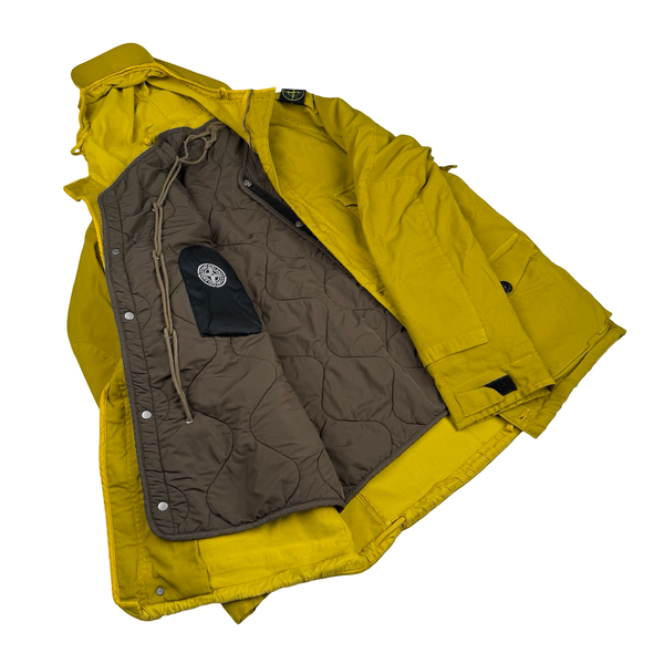 Stone Island Yellow 2006 Vintage Dutch Rope Lined Peaked Hood Multi Pocket Jacket - XL