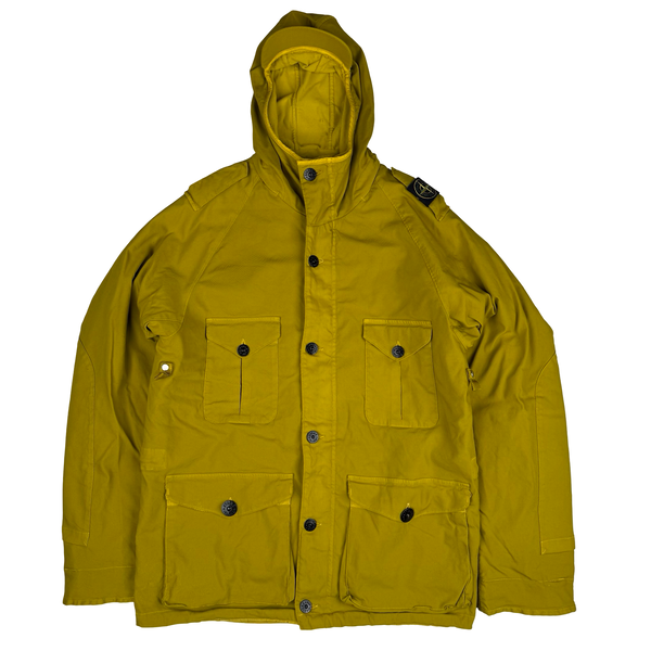 Stone Island Yellow 2006 Vintage Dutch Rope Lined Peaked Hood Multi Pocket Jacket - XL