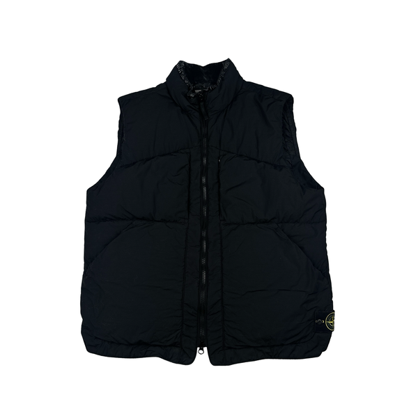 Stone Island 2022 Black Naslan Light Watro Down TC Puffer Gilet - XL