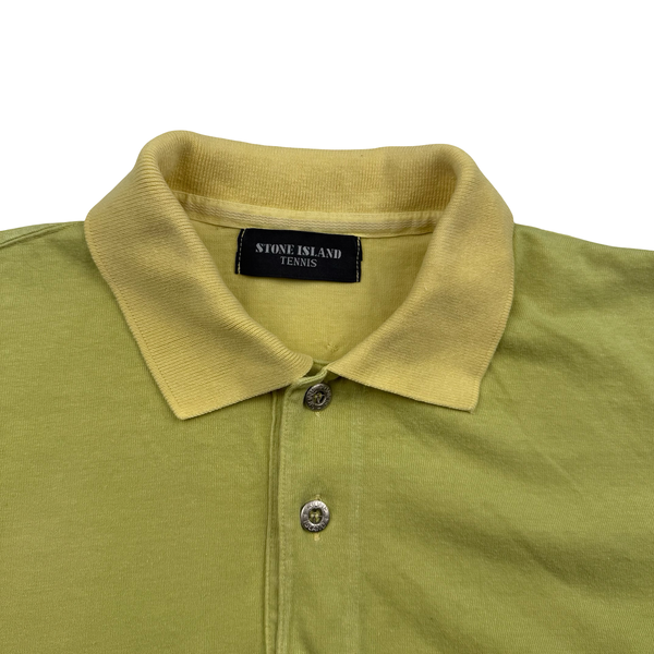 Stone Island 80's Spellout Vintage Yellow Cotton Blend Tennis Shirt - Medium