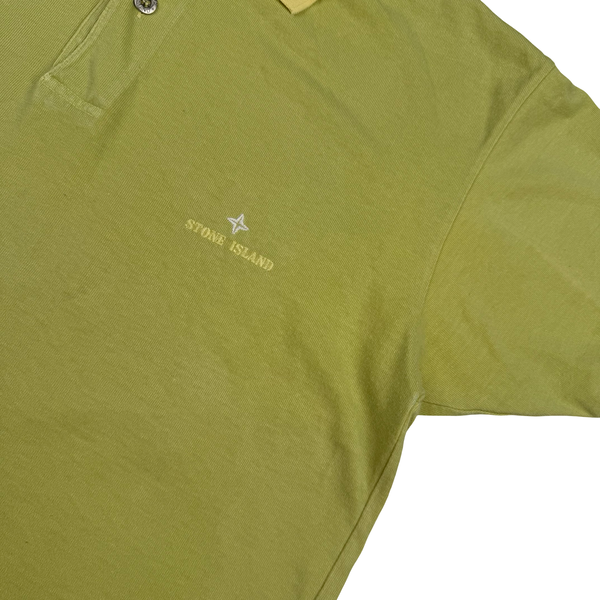 Stone Island 80's Spellout Vintage Yellow Cotton Blend Tennis Shirt - Medium