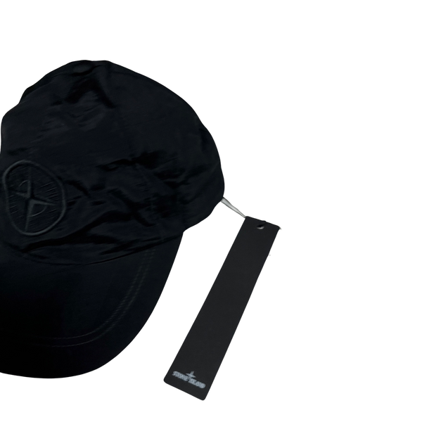 Stone Island Black Econyl Nylon Metal Cap - Large