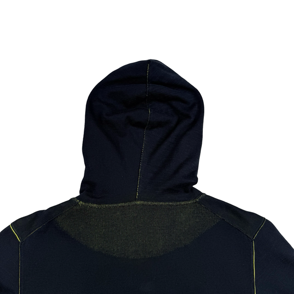 Stone Island 2021 Navy/Yellow Cotton Knit Lightweight Hooded Jumper - Medium
