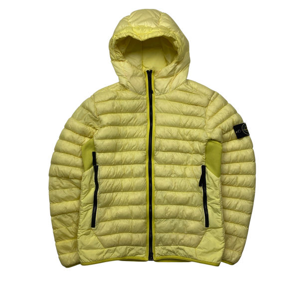 Stone Island 2017 Yellow Micro Yarn Hooded Puffer Jacket - Large