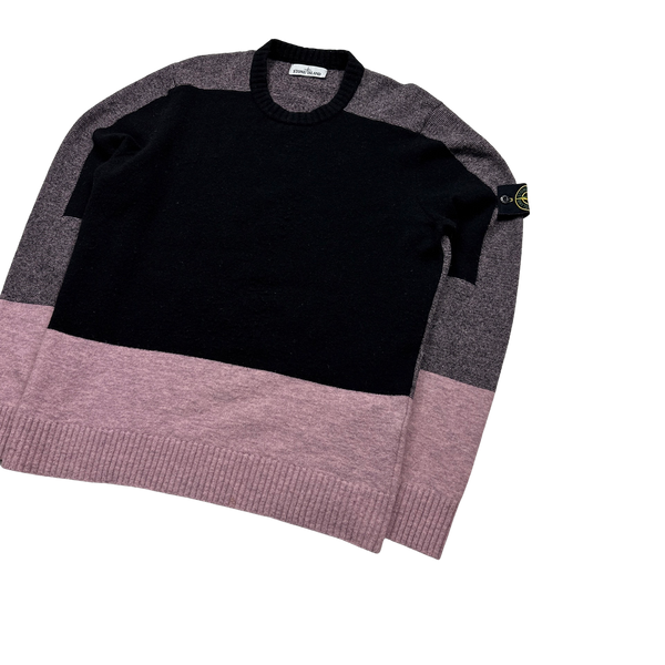 Stone Island 2016 Pink Multi Colour Block Soft Knit - XXL