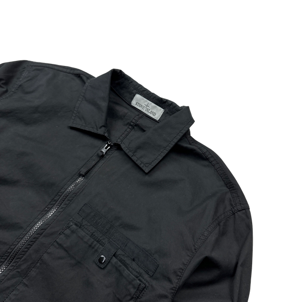 Stone Island 2022 Black Supima Cotton Spellout Overshirt - Large