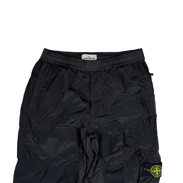 Stone Island 2019 Black Nylon Crinkle Reps Lightweight RE T Cargo Trousers - 32" (Medium)