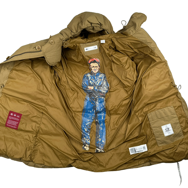 Adidas Spezial X CP Company Camel Down Puffer Spellout Jacket - Medium
