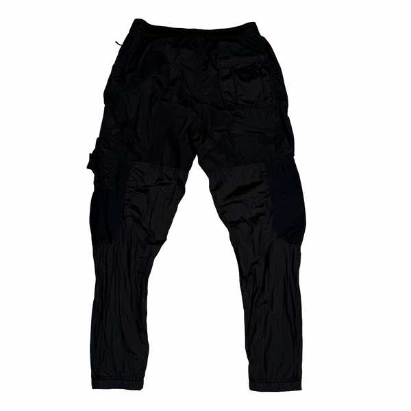 Stone Island 2019 Black Nylon Crinkle Reps Lightweight RE T Cargo Trousers - 32" (Medium)
