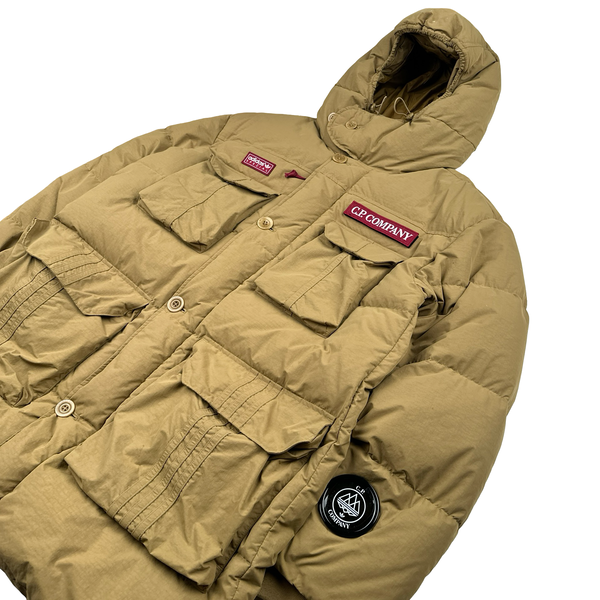 Adidas Spezial X CP Company Camel Down Puffer Spellout Jacket - Medium