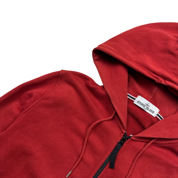 Stone Island 2013 Red Zip Up Hoodie - Large