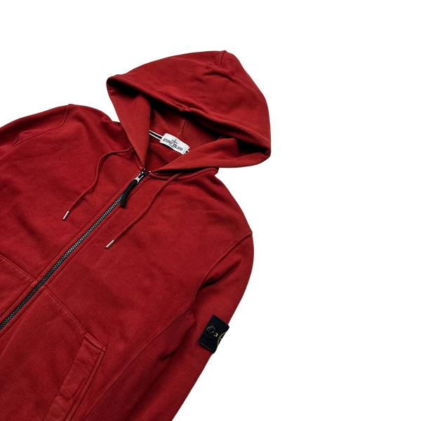 Stone Island 2013 Red Zip Up Hoodie - Large