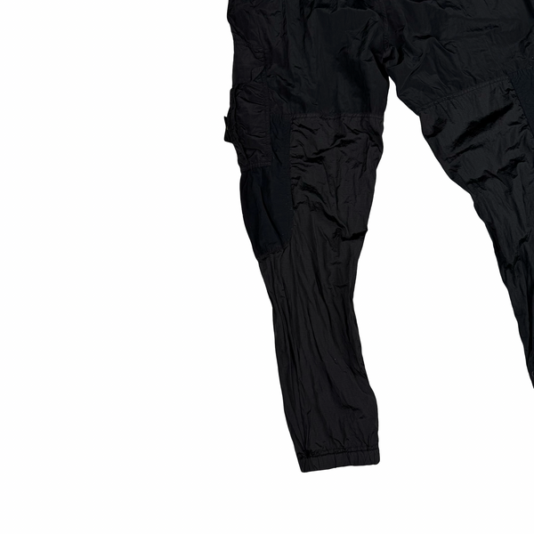 Stone Island 2019 Black Nylon Crinkle Reps Lightweight RE T Cargo Trousers - 32" (Medium)