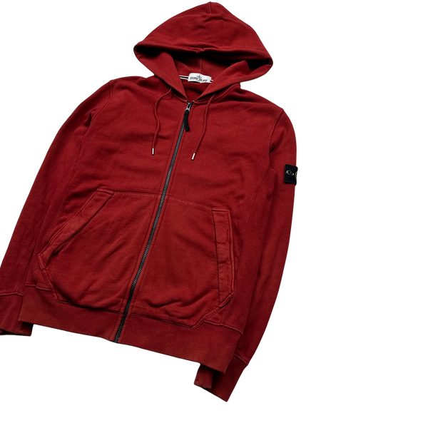 Stone Island 2013 Red Zip Up Hoodie - Large