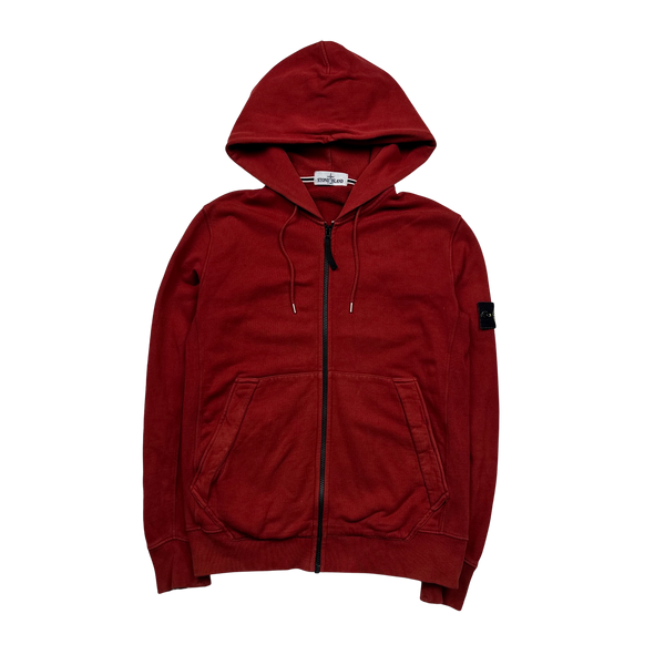 Stone Island 2013 Red Zip Up Hoodie - Large