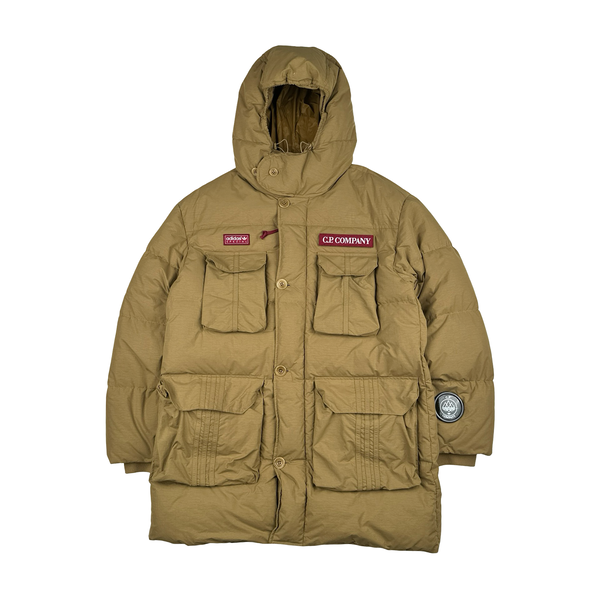 Adidas Spezial X CP Company Camel Down Puffer Spellout Jacket - Medium