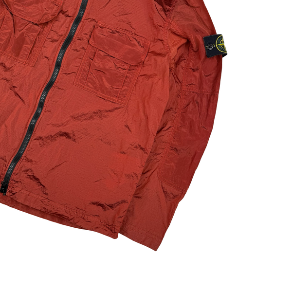 Stone Island 2019 Red Nylon Metal Rip Stop Overshirt - Medium