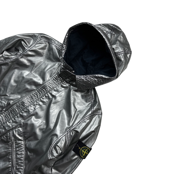 Stone Island Reversible Silver Spaceman Raso Gommato Jacket - Medium