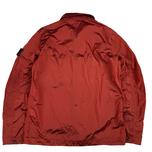 Stone Island 2019 Red Nylon Metal Rip Stop Overshirt - Medium