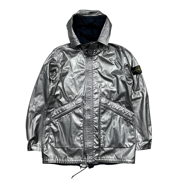Stone Island Reversible Silver Spaceman Raso Gommato Jacket - Medium
