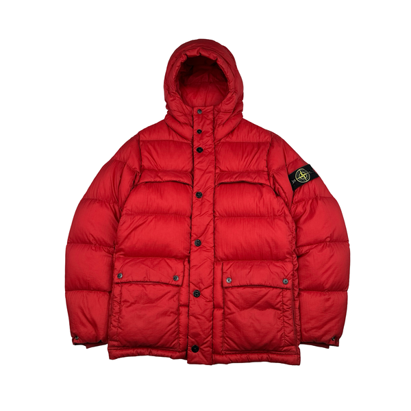 Stone Island 2012 Red Micro Rip Stop Opaque Nylon Tela Jacket - Small