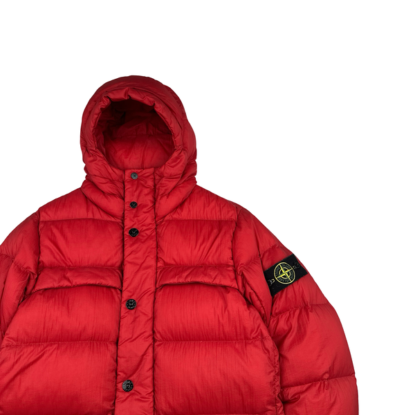 Stone Island 2012 Red Micro Rip Stop Opaque Nylon Tela Jacket - Small