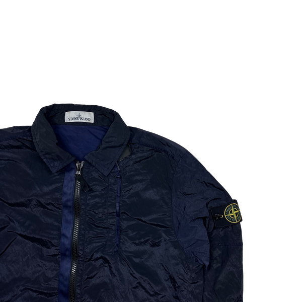 Stone Island Navy Shimmer Nylon Metal Overshirt - Large