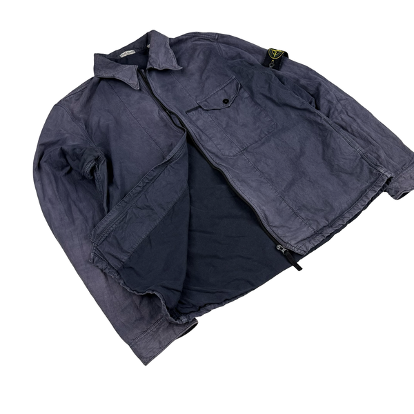 Stone Island Blue Vintage 2005 Cotton Zipped Overshirt - XL