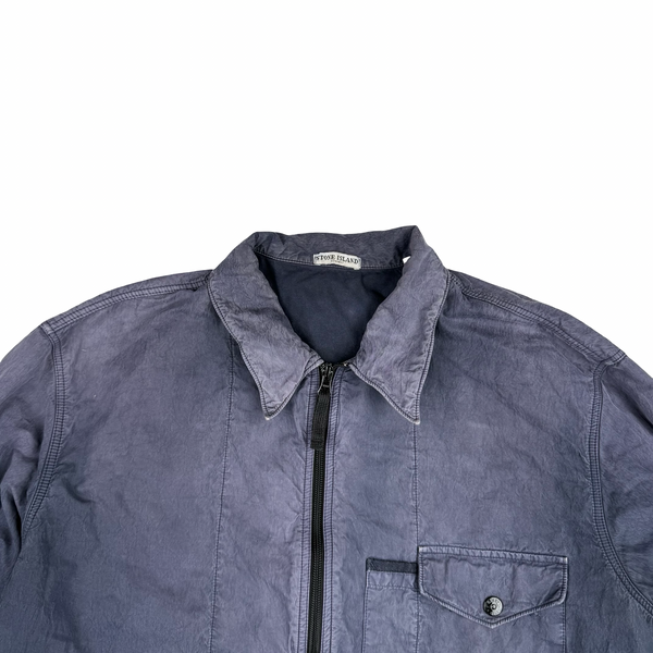 Stone Island Blue Vintage 2005 Cotton Zipped Overshirt - XL