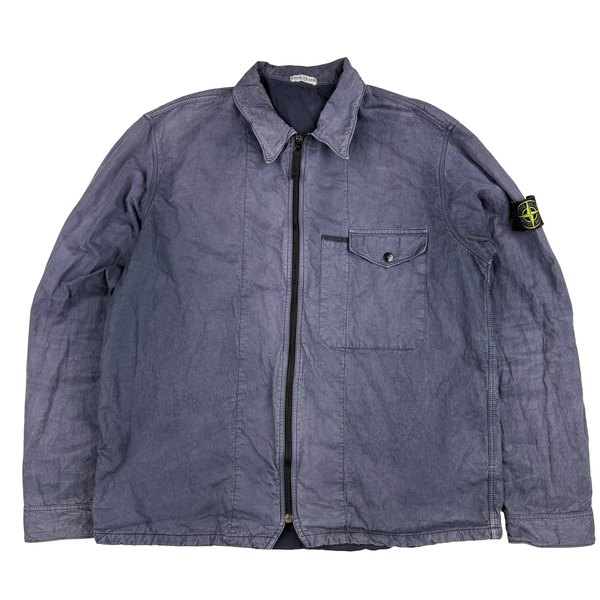 Stone Island Blue Vintage 2005 Cotton Zipped Overshirt - XL