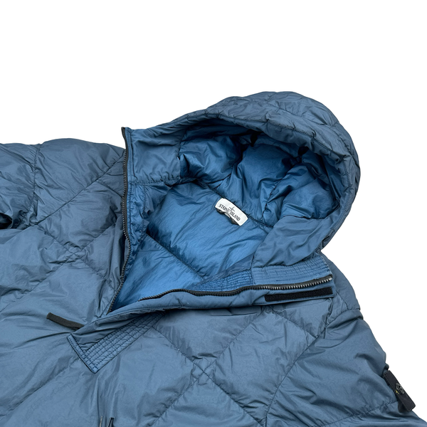 Stone Island 2018 Blue Garment Dyed Crinkle Reps NY Down Puffer Smock Jacket - XL