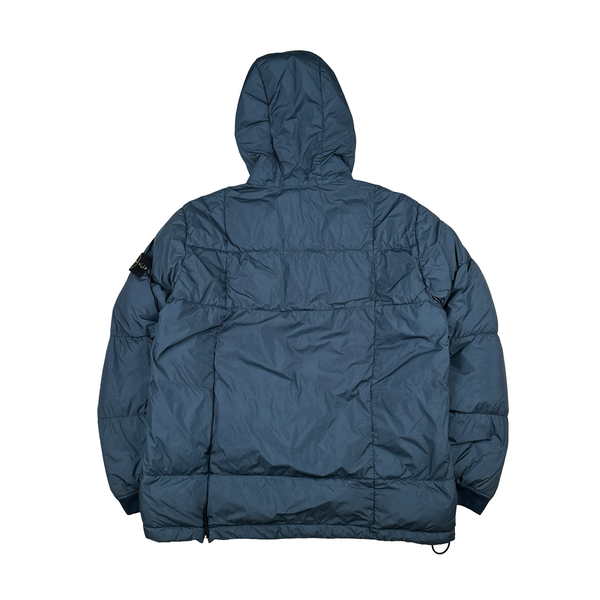 Stone Island 2018 Blue Garment Dyed Crinkle Reps NY Down Puffer Smock Jacket - XL