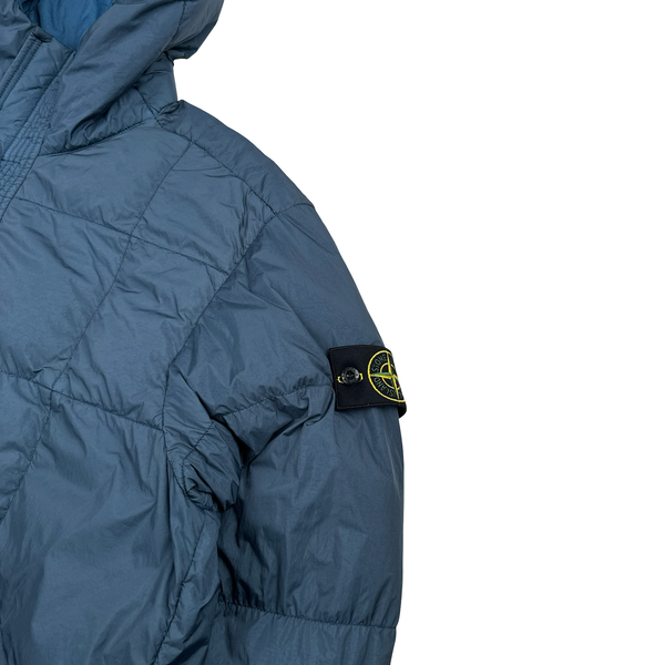 Stone Island 2018 Blue Garment Dyed Crinkle Reps NY Down Puffer Smock Jacket - XL